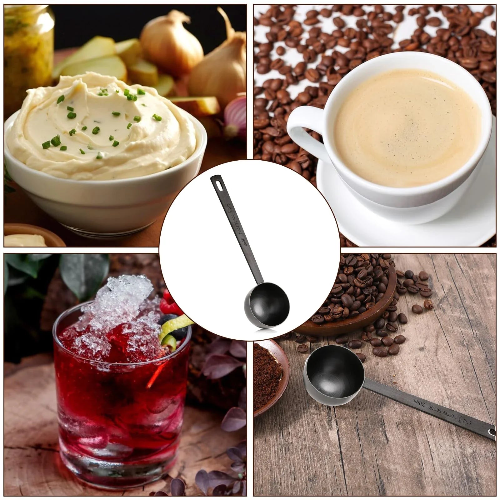 Coffee Scoop, 2 Tablespoon Stainless Steel Measuring Spoon for Ground Coffee, Durable, Easy to Use