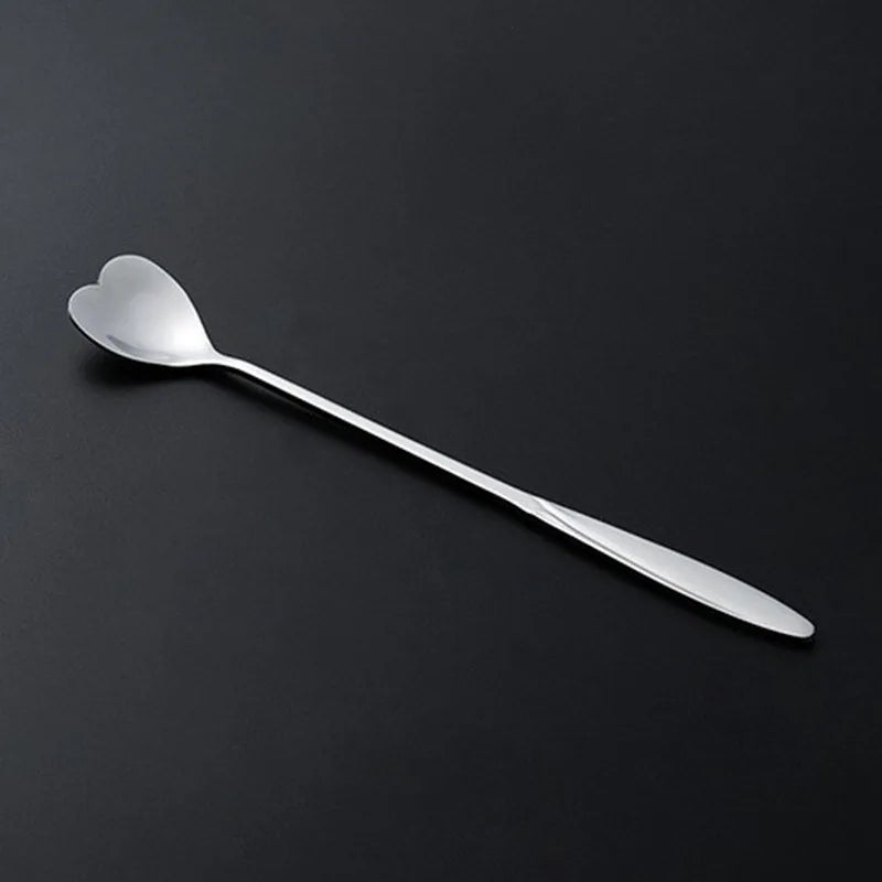 Stainless Steel Coffee Stirring Spoon Flatware Ceramic Long Handle Ice Cream Teaspoon Gold-plated Dessert Spoon