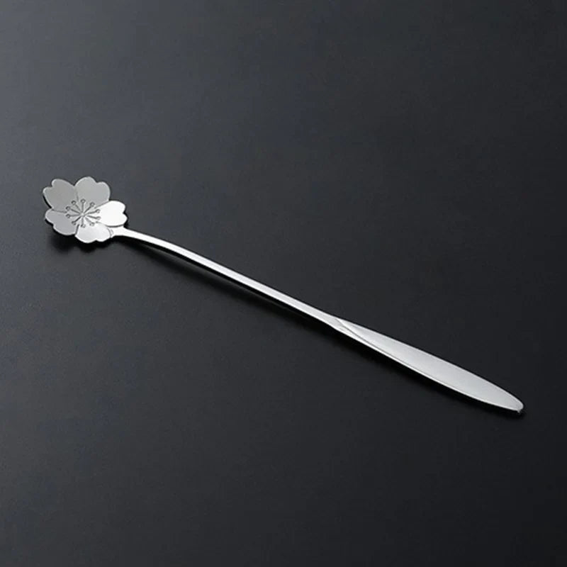Stainless Steel Coffee Stirring Spoon Flatware Ceramic Long Handle Ice Cream Teaspoon Gold-plated Dessert Spoon