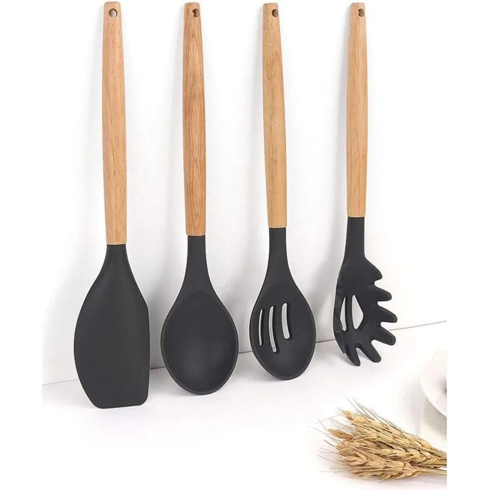 Kitchen Utensils Set,Cooking Utensils Set Non-Stick Spoon Shovel Wood Texture Cooking Tools Set Kitchen Tools