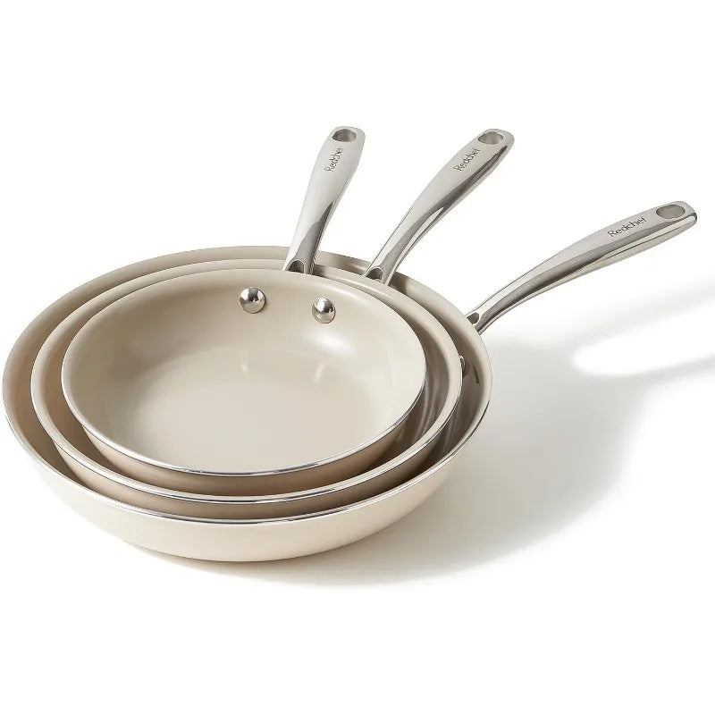 Nonstick Frying Pans Set, Ceramic Pan Skillet, Non Toxic Pans for Cooking, 8" 9.5" 11" Ceramic Frying Pan Set PFAS & PTFE & PFOA