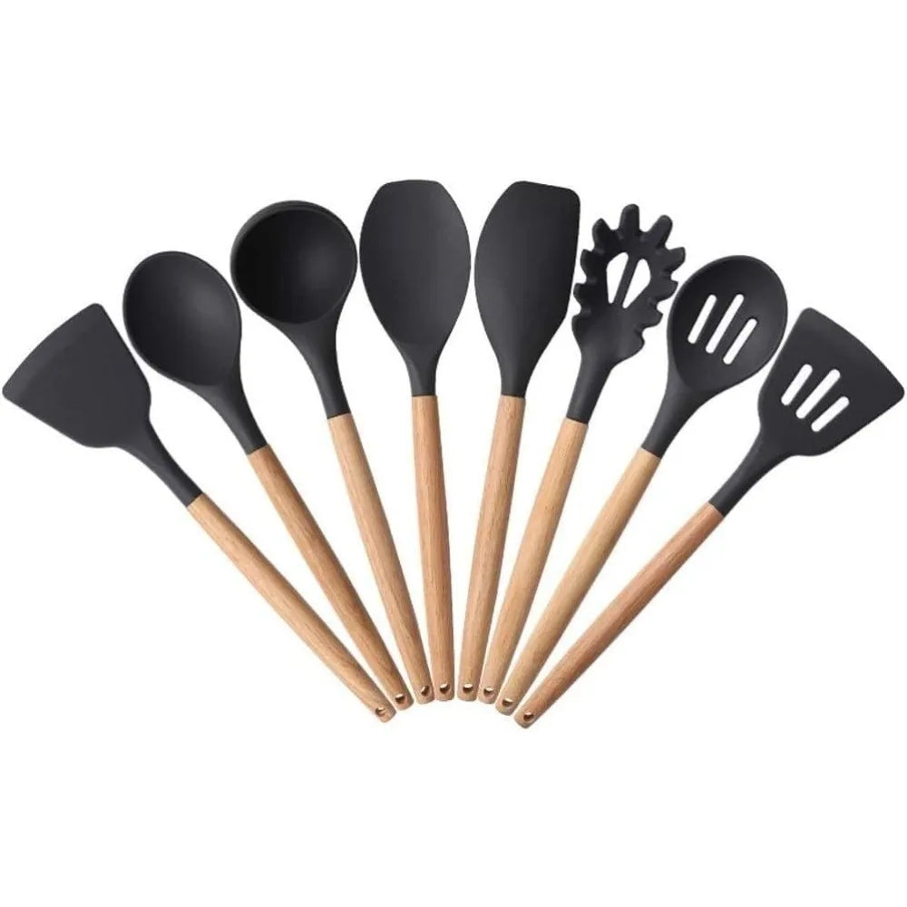 Kitchen Utensils Set,Cooking Utensils Set Non-Stick Spoon Shovel Wood Texture Cooking Tools Set Kitchen Tools