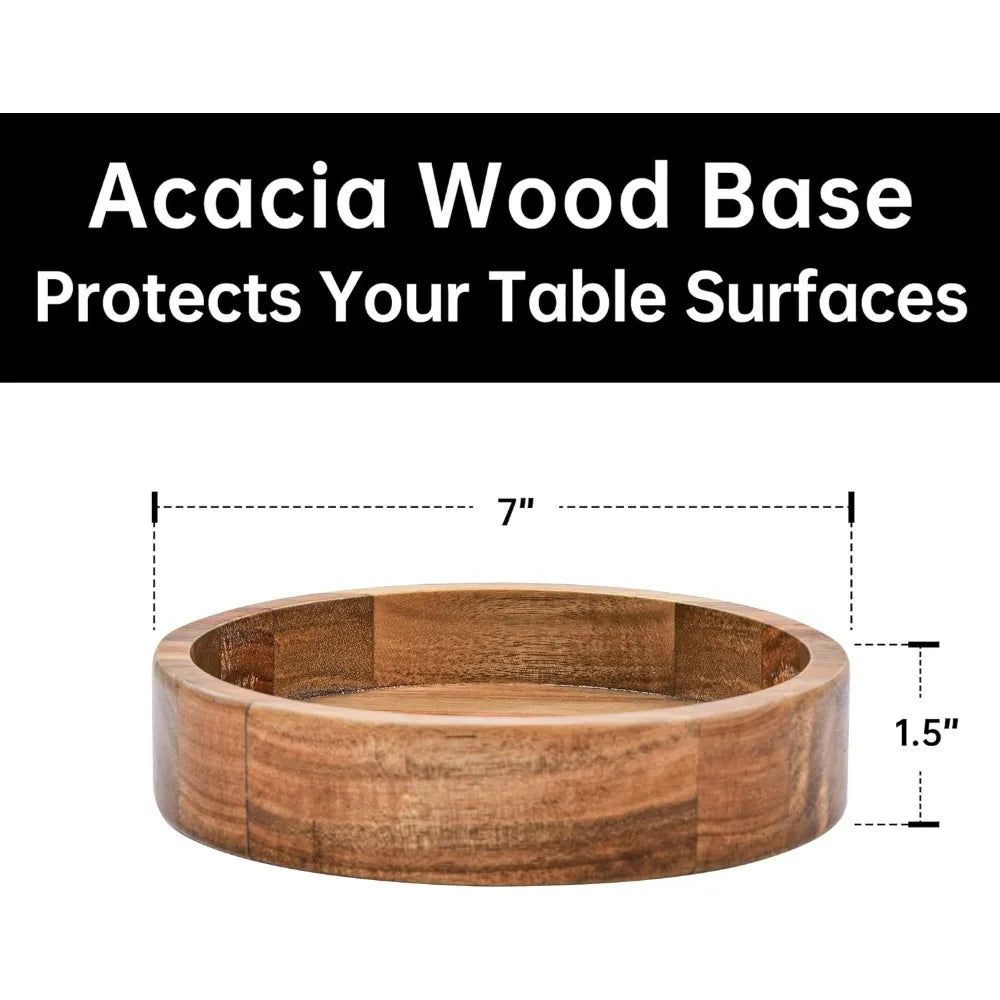 Extra Large Glass Salad Bowl Set-Salad Bowls Party Acacia Wood Base Salad Serving Utensils-Elegant Practical Kitchen Must-Have