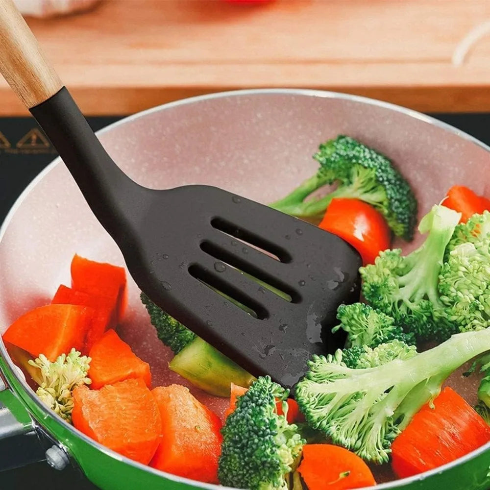 Kitchen Utensils Set,Cooking Utensils Set Non-Stick Spoon Shovel Wood Texture Cooking Tools Set Kitchen Tools